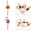 Halloween Fun Bendable Plastic Straws With Cute Pumpkin And Vampire Designs Pack Of 20 For Party Use