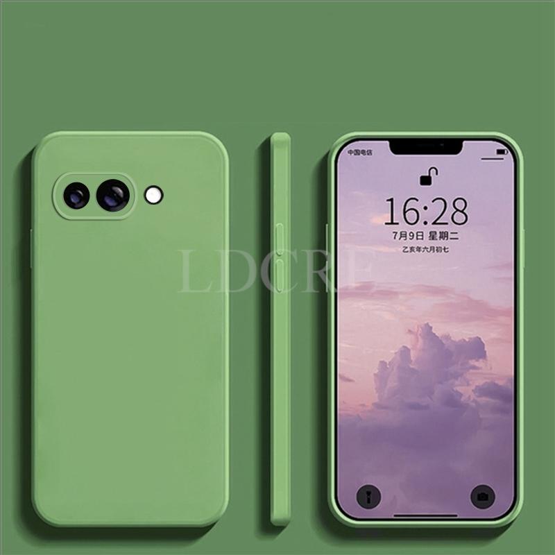 

Жидкий силиконовый чехол для Google Pixel 9a, простой чехол, чехол для Google Pixel 9a, защитный чехол из ТПУ и резины для телефона, чехол для Pixel 9 a For Pixel 9a зелёный