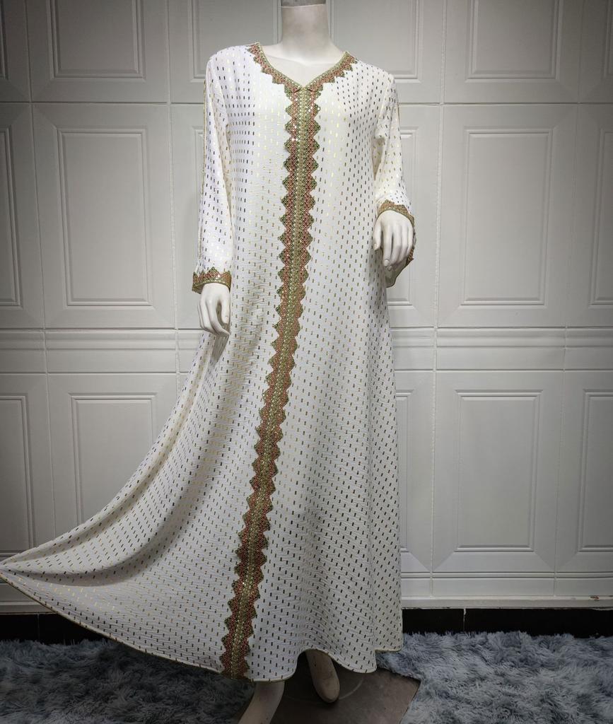 Muslim Women's Bronzing Embroidered Dress Muslim Dubai Abaya Robe
