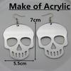New Trendy Gold Sliver Color Skull Acrylic Big Drop Earrings For Women Skeleton Skull Head Earrings Jewelry Halloween Party Gift