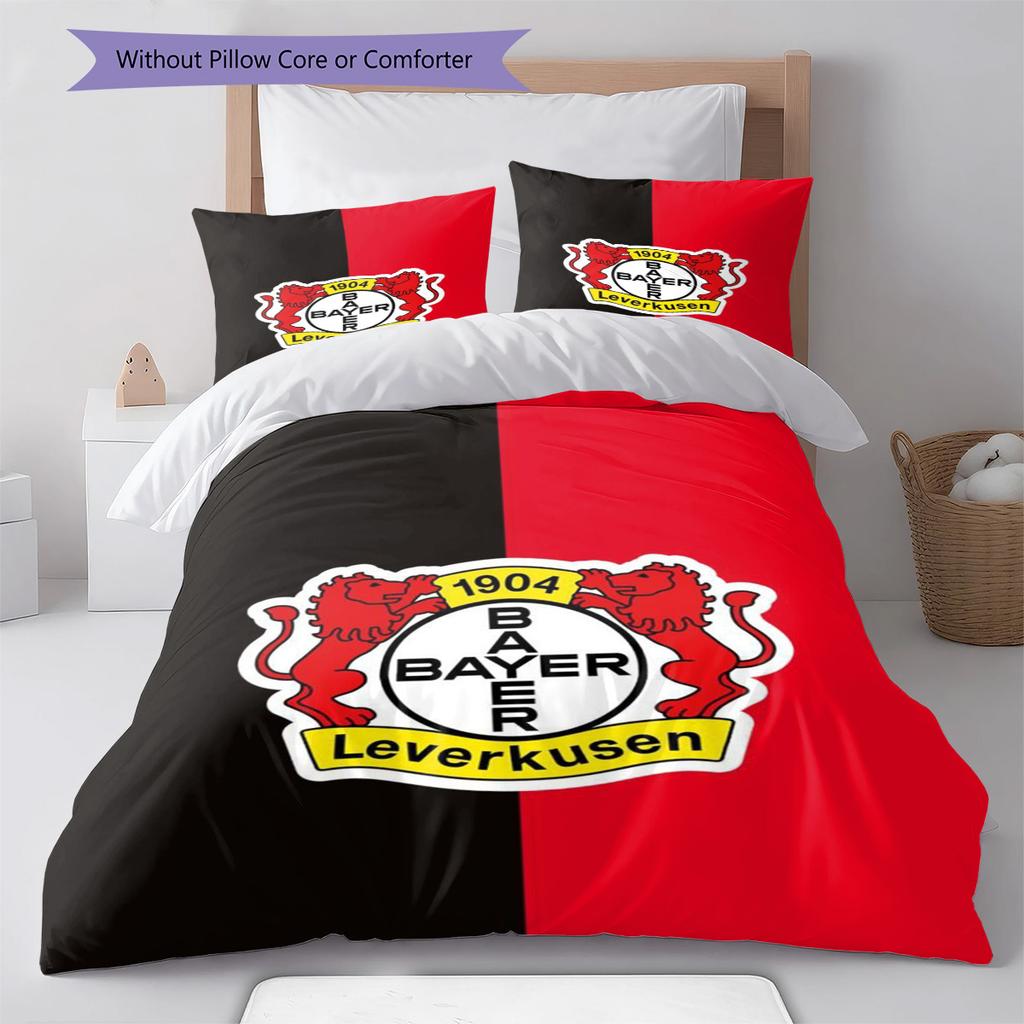 Bayer Leverkusen Pattern Bedding Set Quilt Cover Pillowcase Home Decor Gift (1 * Duvet Cover + 2 * Pillowcase, Without Core)