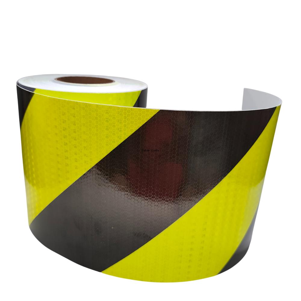 5cm/10cm/15cm/20cm*5M Fluorescent-Yellow-Black Twill Reflective Tapes Waterproof Adhesive Warning Stickers For Car Truck Trailer