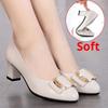 Scarpe Singole Comode Suola Morbida Donna Primavera e Autunno Scarpe da Donna Scarpe Mezza Età Tacco Medio Scarpe in Pelle