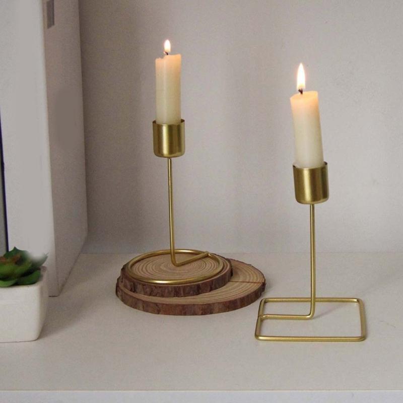 Retro Metal Gold Taper Holder for Home and Event Decoration Candlestick