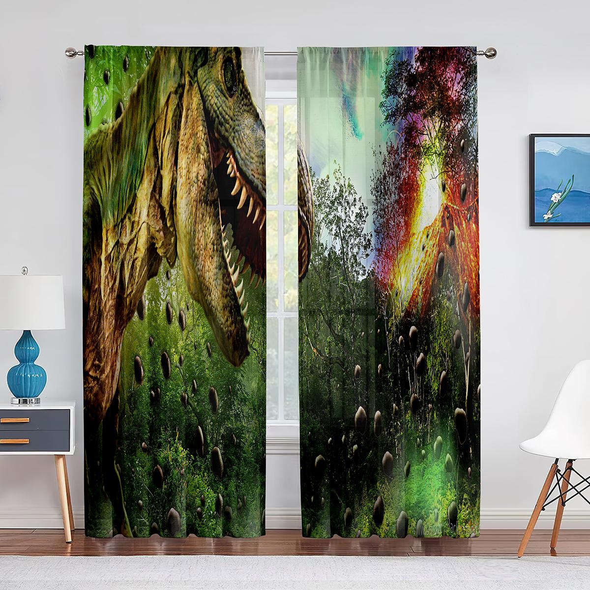 Динозавр Юрского периода животные древние джунгли прозрачные занавески для гостиной кухни — фото 9