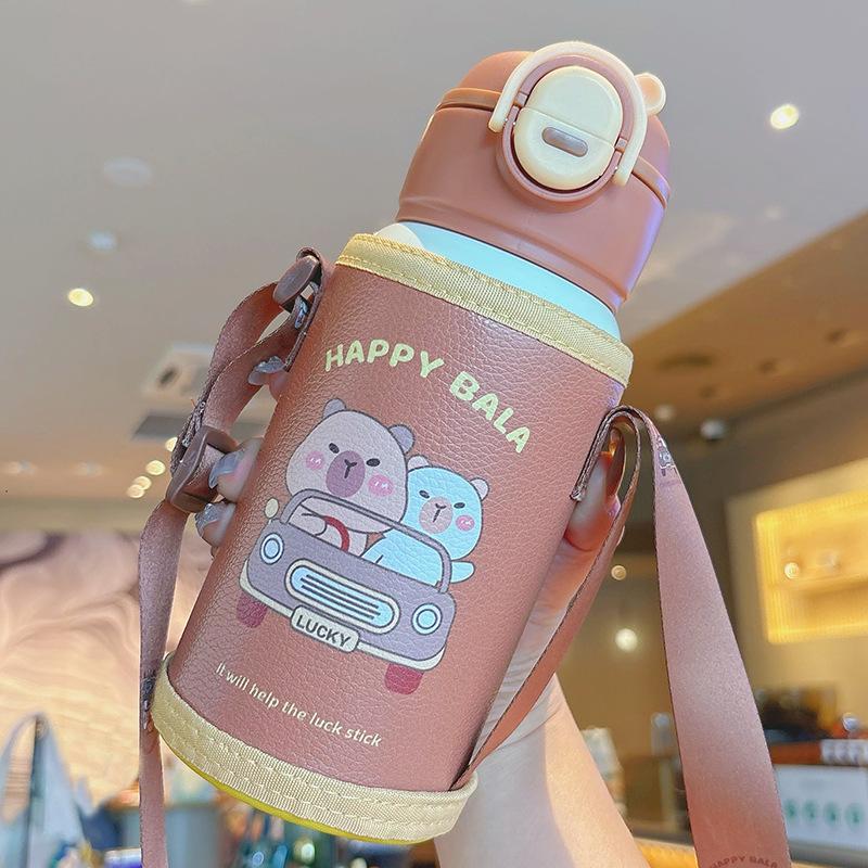 

Термокружка Мультяшная Двойная Для Напитков Пищевая Нержавеющая Сталь с Крышкой Чашки Портативная Чашка для Воды 500ml