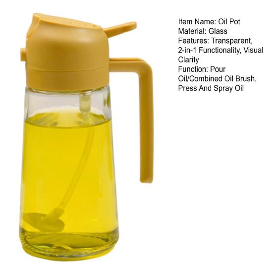Oil Pot 2-in-1 Design Food Grade PP Lead-Free Glass Transparent Visual Design Cooking Sprayer