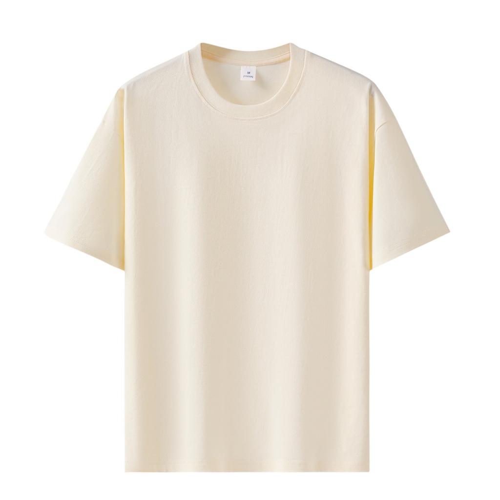 Unisex Round Neck Short Sleeve Loose Fit T-Shirt Cotton Solid Heavyweight Top
