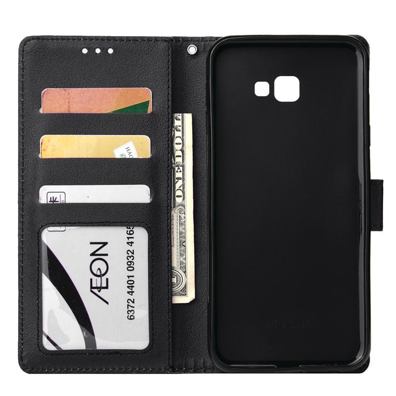 for Samsung Galaxy J4 Plus Leather Case on for Samsung J4 J6 Plus 2018 Cover Classic Style Flip Wallet Phone Cases Women Men