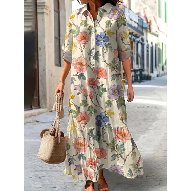 IHUASU Fashion Autumn Winter Long Sleeve POLO Neck Casual Dresses