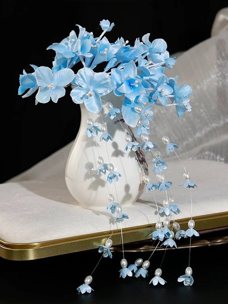 2026 New Chinese Style Flower Hairpin Pearl Luxury Tassel Side Clip Side Clip Bridal Headwear Hairpin Flower Women's Accessories