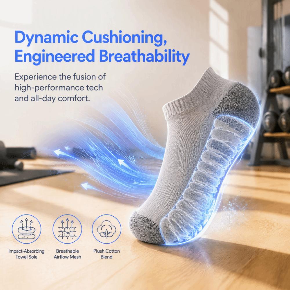 12pcs Cushioned Towel Sole Low Cut Sport Sock Cotton Blend Athletic Sock  Daily Athletic Wear