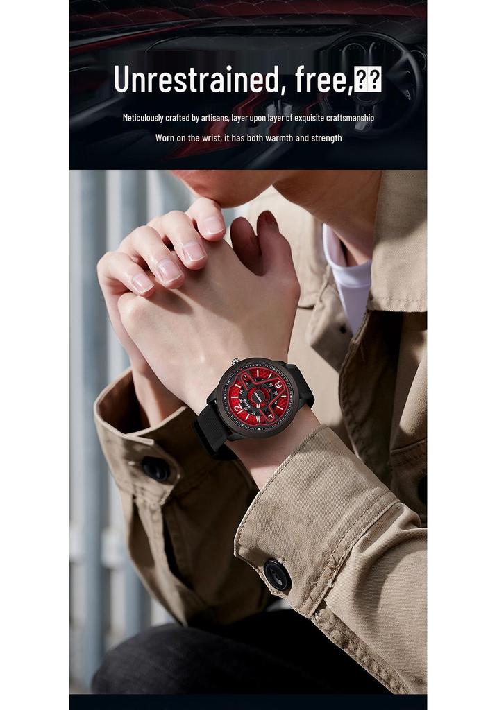 Sanda Creative 3D Hollow Electronic Watch – Trendy Unisex Steering Wheel Design