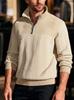 Men S Casual Vintage Half Zip Knit Sweater Loose Fit Long Sleeve Pullover