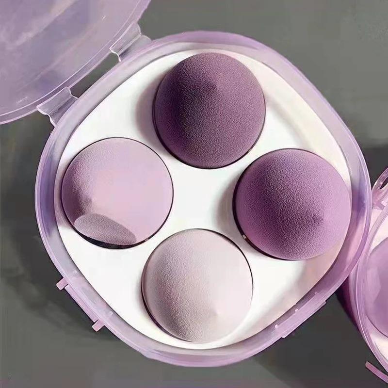 

Набор из 4 спонжей для макияжа Beauty Egg, спонж для тонального крема с коробкой для яиц, превосходные спонжи, пуховка для пудры, аксессуары для макияжа 1 set фиолетовый