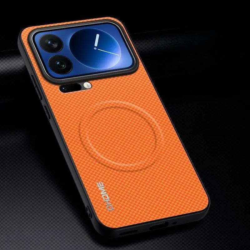 Magnetic Marking Pattern Leather Case for Xiaomi 17 Pro Max 15T Pro 14 13 12 Thin Skin Feel for Magsafe Wireless Charging Cover