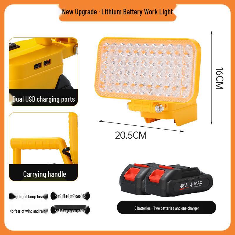 Portable Emergency Lithium Battery Floodlight for Camping, Construction, and Car Repairs