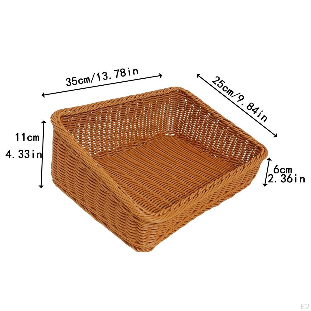 Imitation Rattan Woven Fruit Basket Organizer Display Multipurpose Food Serving Tray for