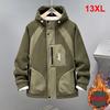 13XL 10XL Plus Size Cargo Jacket Men Autumn Winter Fleece Jacket Coat Male Fashion Casual Patchwork Jackets Big Size 13XL