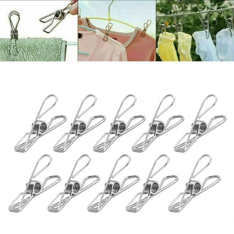Stainless Steel Clothes Peg Set Windproof Laundry Clips Pants Socks Underwear Hanging Clips