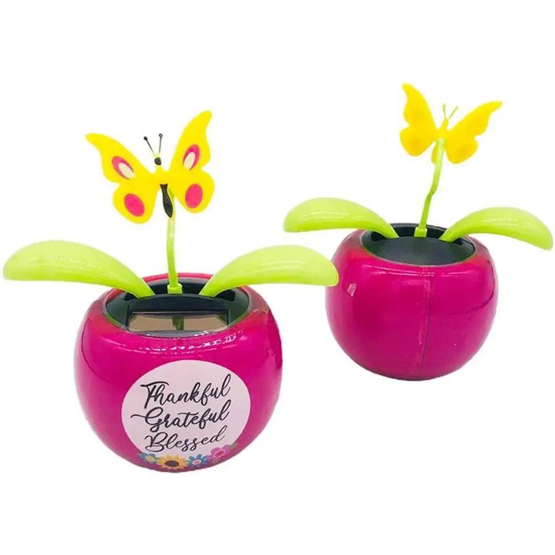 2026 Flower Pot Solar Powered Dancing Ornaments Windowsill Car Decorations