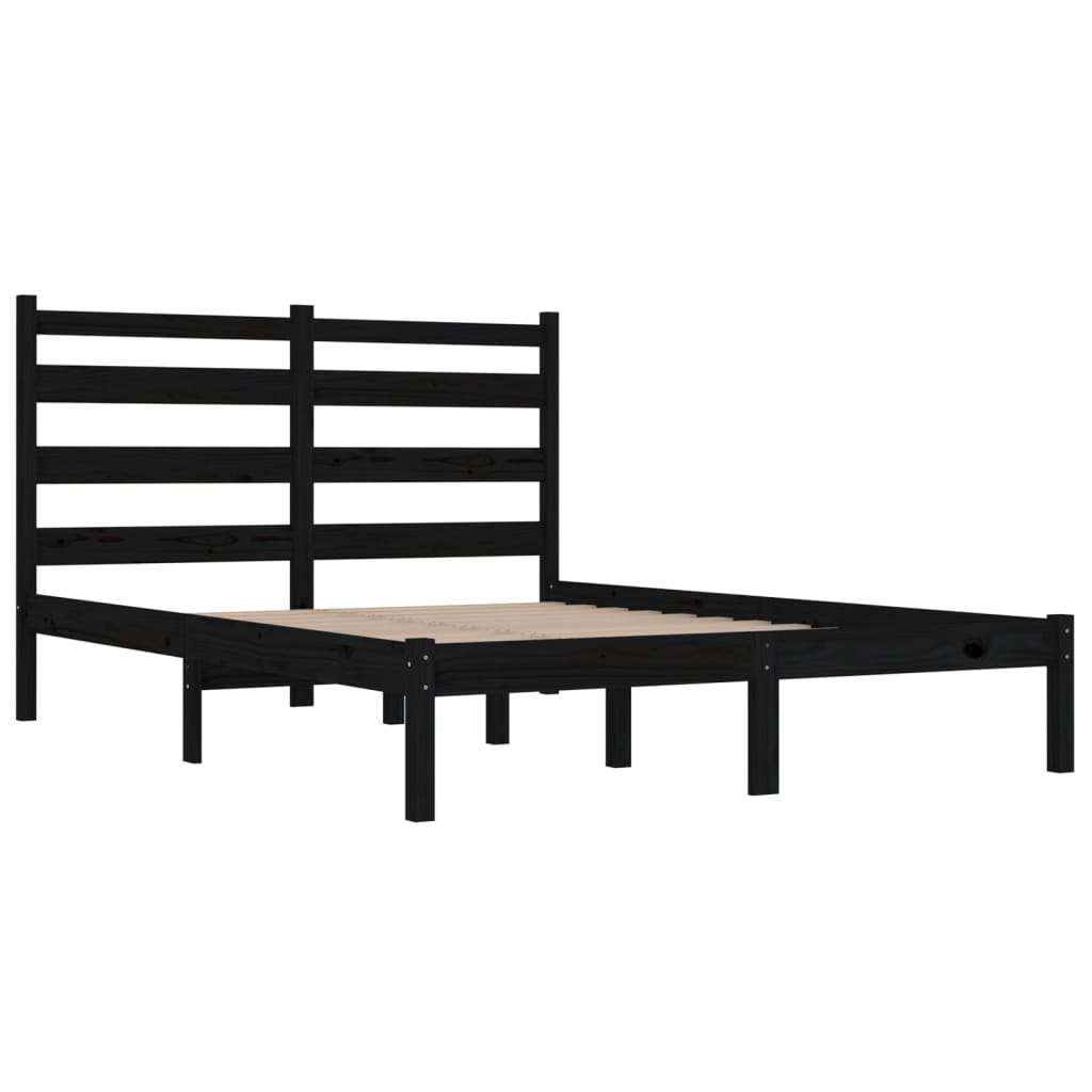 Solid Wood Bed Black Pine 140 x 190 cm