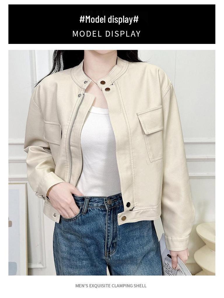 Autumn/Winter Women's Leather Jacket – Short, Loose, Slimming, and Versatile Fashionable Coat