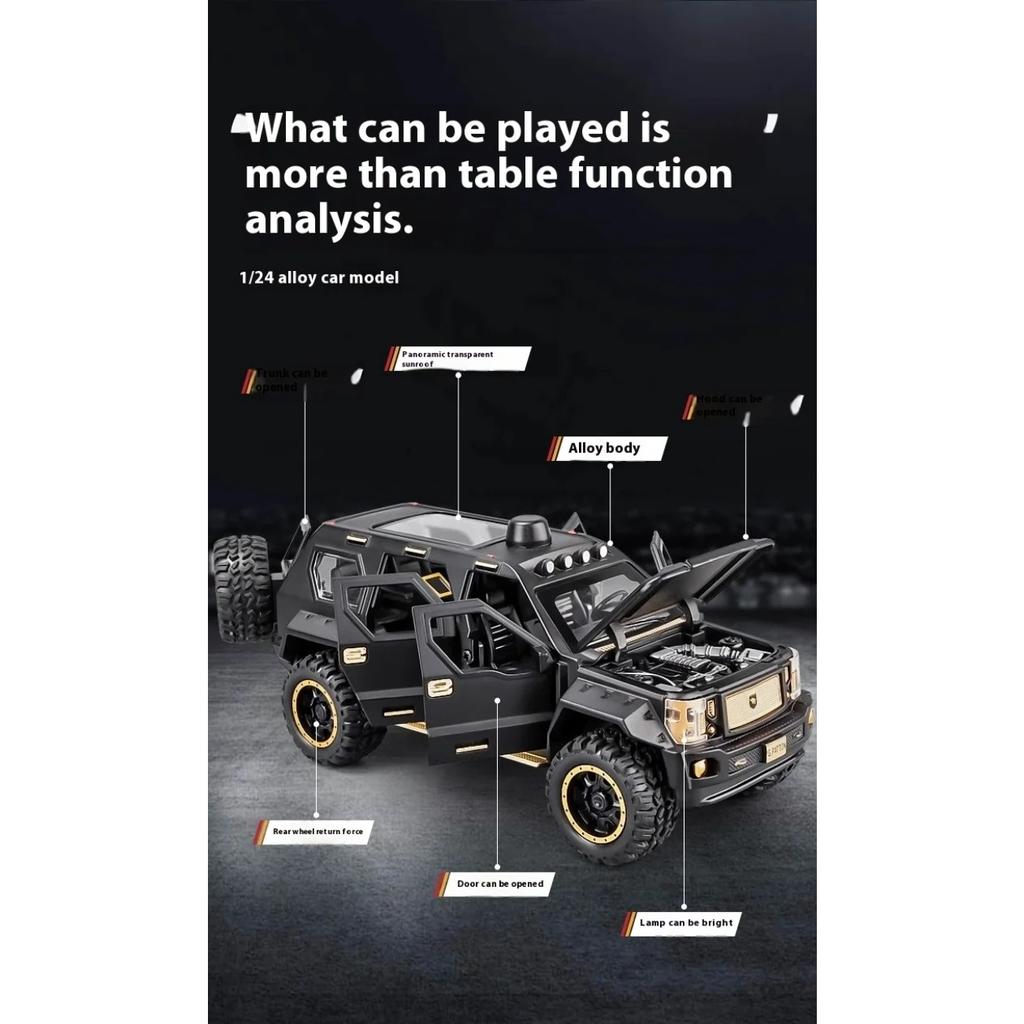1/24 G.PATTON Off Road Vehicle Alloy Diecast Metal Model Simulation Collect Children's Toy Kids Gift Birthday Present for Boys