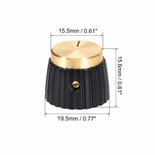 uxcell Volume Control Knob, Rotating Knob, Gold Tone Cap, Black, Marshall Style