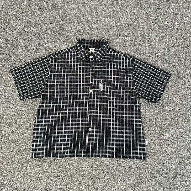 ZYLLO Best Quality Green Plaid Shirts Men Women Pure Cotton Casual Short Sleeve Oversized Daily T-Shirts