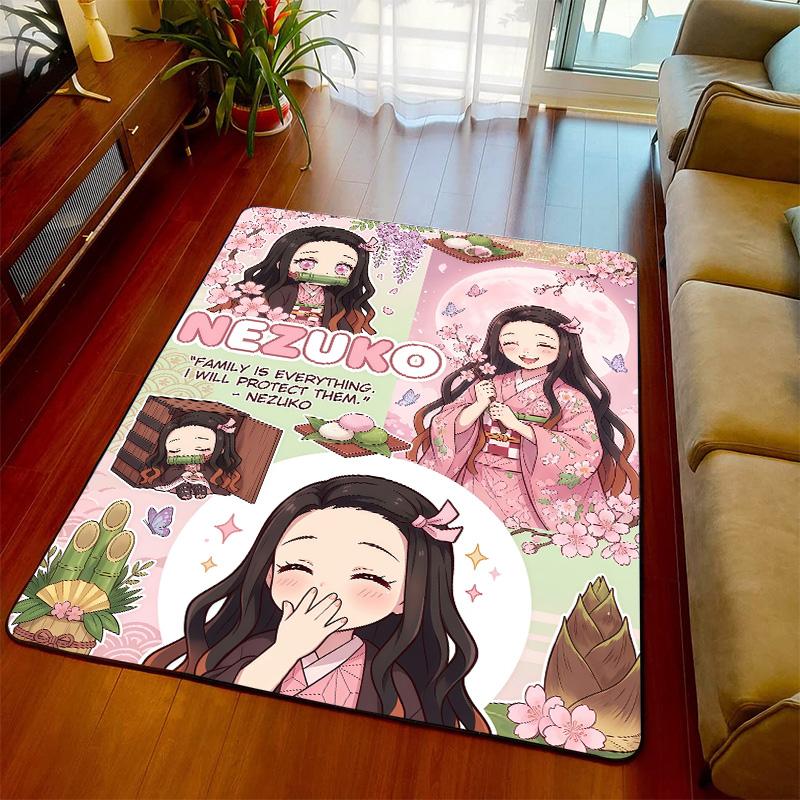 Nezuko Floor Mat Rug Carpet Non Slip Soft Area Rug Bedroom Living Room Home Decoration -QJY