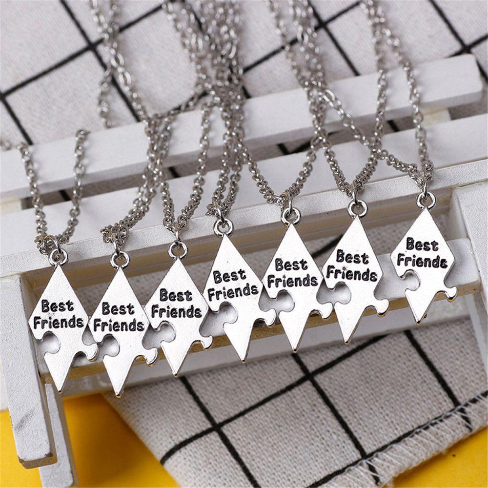 Collana Amicizia A Stella Per 5 – Puzzle In Acciaio Inox, Regalo Per Migliori Amiche, Uomini E Donne, Argento