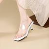 Krazing Pot Mules Microfiber Peep Toe Stiletto Thin High Heels Summer Shoes Size 44 Size 43 Women Sandals