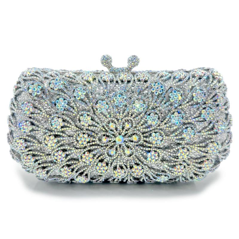 Weiße Strass Schwarz Abendtasche Tasche WHTUOHENG Damen Blumen Diamant Kristall Damen Party Abschlussball Handy Handtaschen Minaudiere