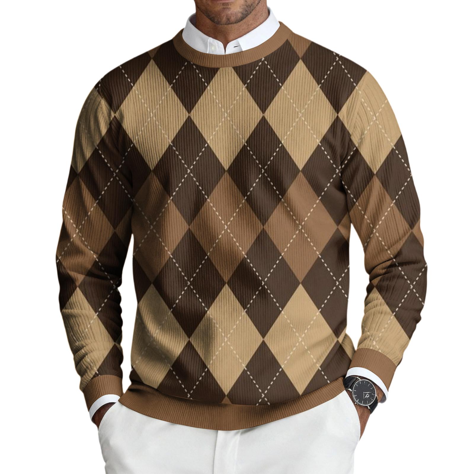 

Чоловічий пуловер з круглим вирізом, довгим рукавом, в рубчик XL кавовий