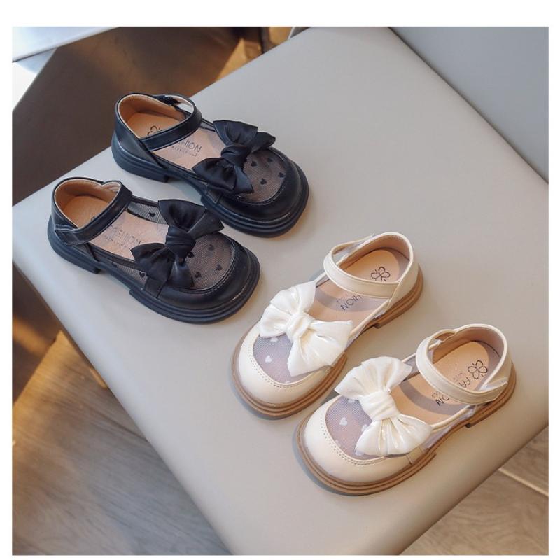 Girls' Little Leather Shoes Spring New Girl Mesh Shoe Soft soled Anti slip kids Single Shoe bowKnot Girl Princess Leather Shoes
