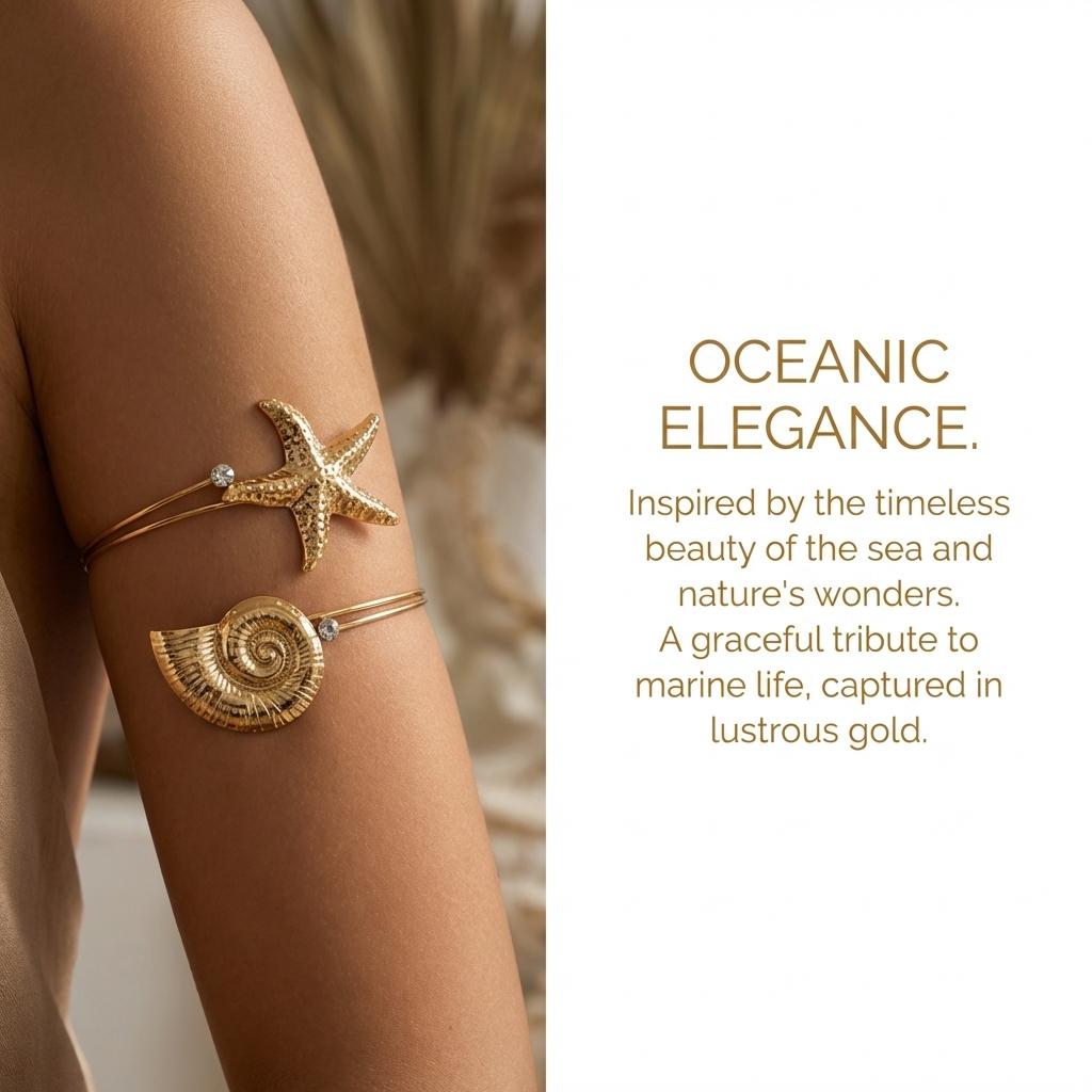 Bohemian Meeresstern Armmanschette Offen Verstellbares Armband Oberarm Armband Sommer Strand Schmuck