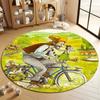 "Whimsical Cycling Scene Round Carpet for Kids' Rooms" round carpet for home sofa bedroom, gift