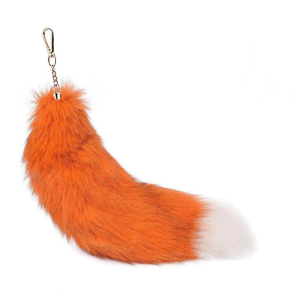 Silver Blue Fox Fur XL Pendant: Real Fur Women's Bag Charm & Car Keychain