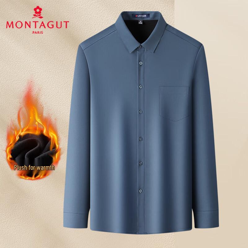 MONTAGUT Men s Warm Fleece-Lined Long Sleeve Morandi Shirt 48