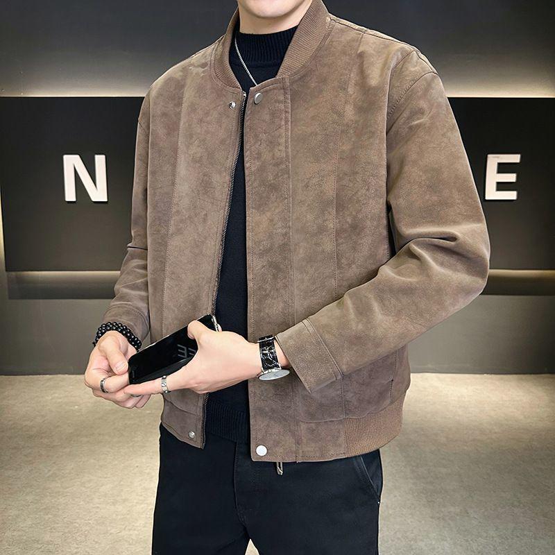 Herren Plus Size Retro Baseballkragen Lederjacke - Herbst Freizeitkleidung