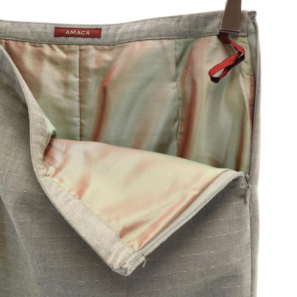 AMACA Made In Japan Pin Dot Pattern Midi Length Tight Skirt 38 Gray Women Used