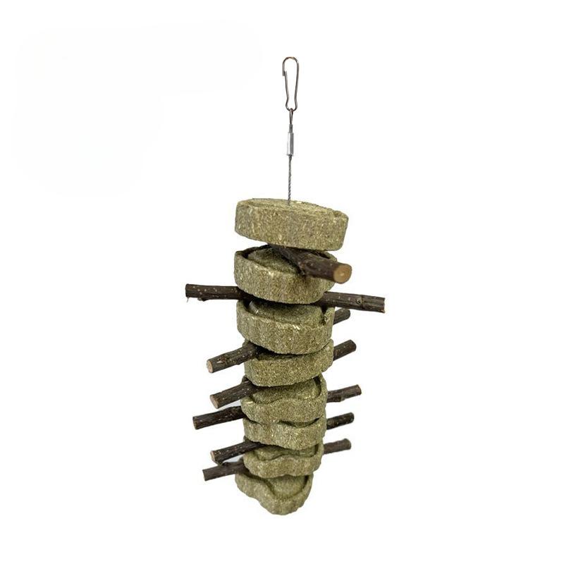 1pcs Alfalfa Grass Ball Skewer Grass Cake Grinding Teeth Apple Branch Bite Skewer Guinea Pig Rabbit Dragon Cat Snack Bite Stick