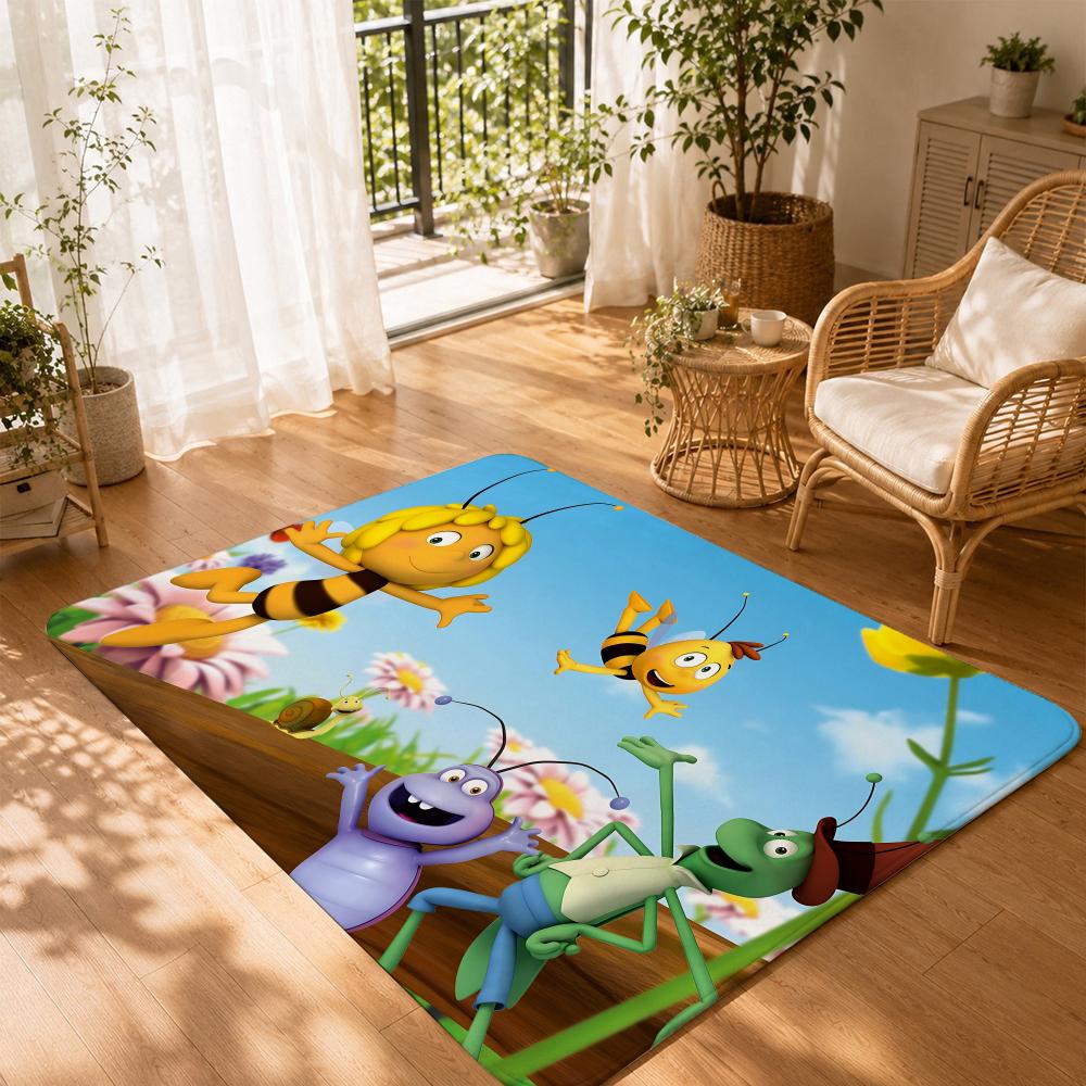 Classic Cartoon M-Maya the Bee Floor Mat Non-Slip Absorbent Floor Mat Decorative Rug for Home Bathroom Bedroom Entryway