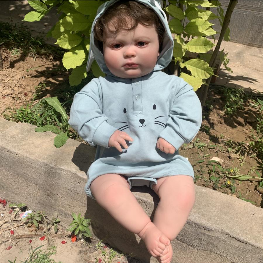 

BZDOLL 60 CM 24inch Reborn Boy Baby Doll 3D Skin Soft Vinyl for Girl with Vascular Vein Cloth Body Like Real Art Bebe Gift cloth body doll