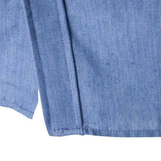 Men Shirt Solid Color Single-breasted Spring Autumn Plaid Patchwork Slim-fitting Jeans Shirt for Office