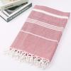 Customized 100% Cotton Turkish Beach Towel Soft Yarn-Dyed Jacquard Fringed Striped Pattern All-Season Ventilated for Bath Use