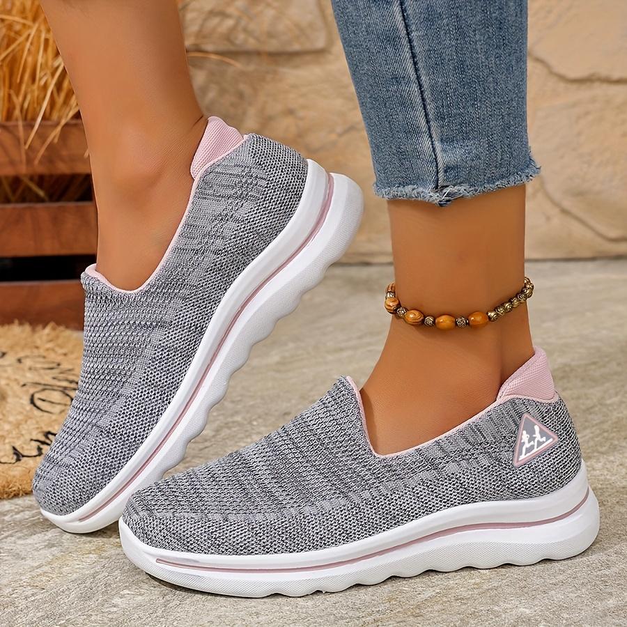 

Breathable Womens Slip On Sneakers Soft Sole Comfortable Lightweight Casual Shoes for Everyday Walking Low Top 41 сірий колір
