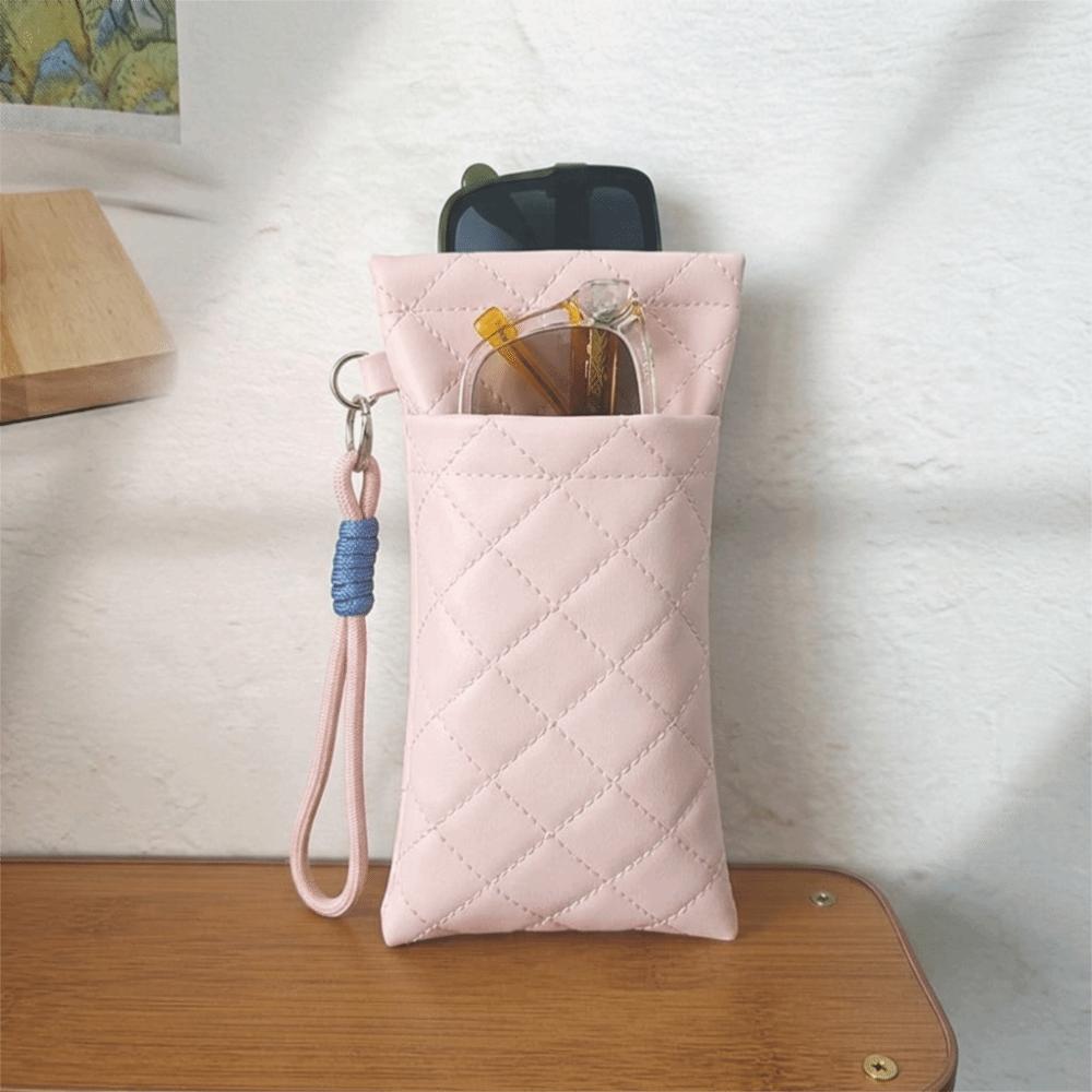 Double-layer Glasses Bag Grid Pattern Sunglasses Case Sunglasses Storage Bag Eyewear Accessories