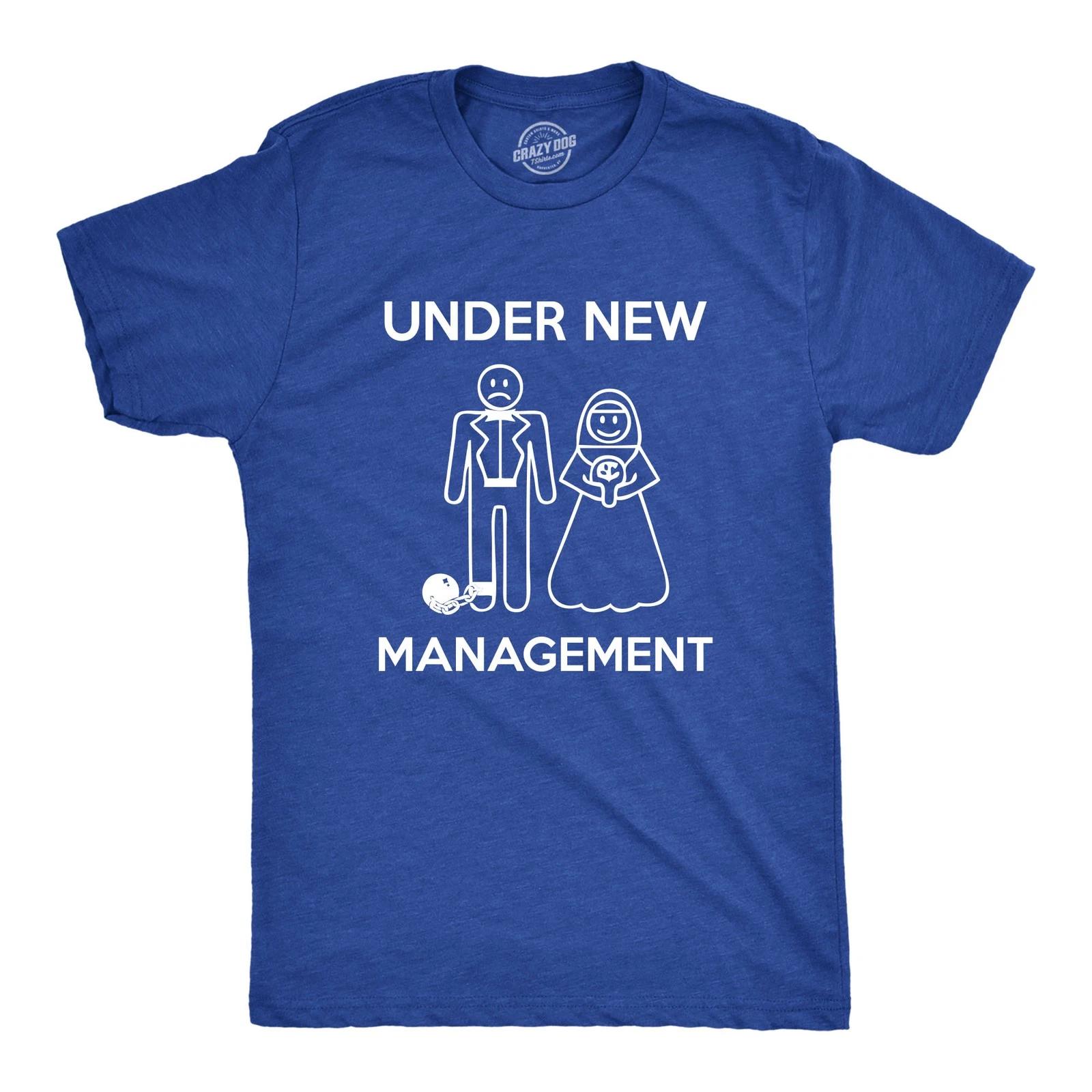 Mens Under New Management Funny Wedding Bachelor Party Novelty Tee for Guys XS